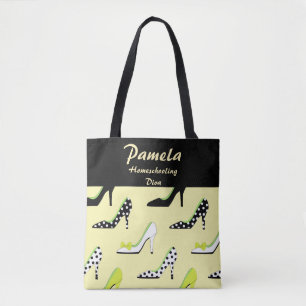 Bolsa Tote Diva de Escolaridade dos Heels Amarelos bonito