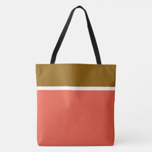 Bolsa Tote Diversão 70s Marrom Dourado Branco Laranja Bloco d