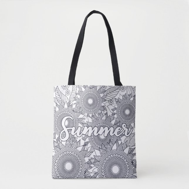 Bolsa Tote Diversão Colorindo Mandalas de Verão (Frente)