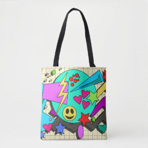 Bolsa Tote Diversão do Abstrato Smile Vibes 90s Flashback Ca