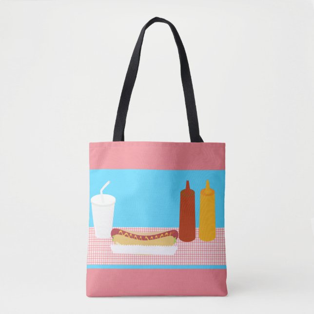 Bolsa Tote Diversão do almoço de cachorro quente Ilustração D (Frente)