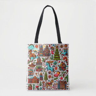 Bolsa Tote Diversão do Natal do padrão ocidental