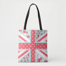 Bolsa Tote Diversão Folk Quilt British Union Jack Pastels
