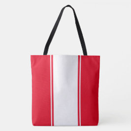Bolsa Tote Diversão Listras Vermelhas e Brancas de Corrida do
