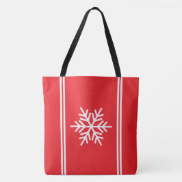Bolsa Tote Diversão Natal Vermelho Branco Listras Floco de Ne