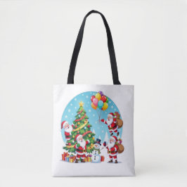 Bolsa Tote **“Diversão Natalina com Múltiplos Papais Noel – T