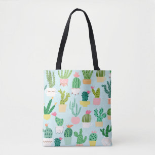 Bolsa Tote Diversidade de cactus, formação contínua de vintag