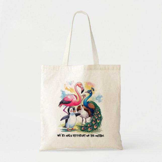 Bolsa Tote Diversidade Inclusividade Flamingo e Amigos (Frente)