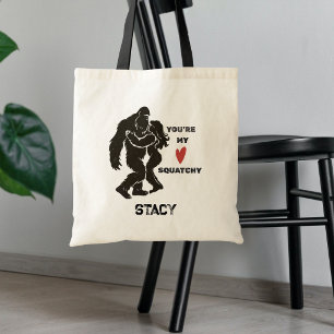 Bolsa Tote Divertido BigFoot “Você é meu Squatchy” Casal Româ