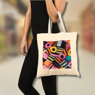 Bolsa Tote Divertido, colorido, doce de alcaçuz