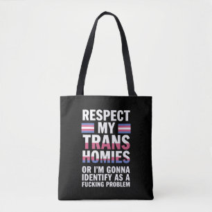 Bolsa Tote Divertido Respeite Meus Amigos Trans Homens Mês do