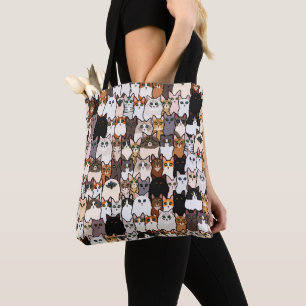 Bolsa Tote Divertido Tantos Gatos e Gatinhos Colorem