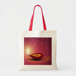 Bolsa Tote Diwali feliz brilhante Diya - saco