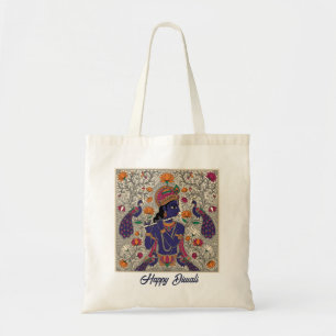 Bolsa Tote Diwali Sri Krishna Madhubani Arte Design