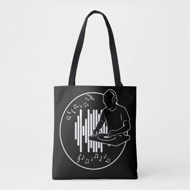 Bolsa Tote DJ Music Silhouette Black and White Art (Frente)