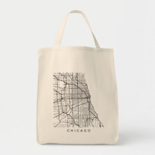 Bolsa Tote Do mapa de ruas minimalista da cidade de Chicago