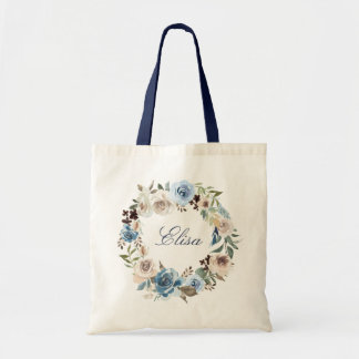 Bolsa Tote Do rosa azul empoeirado do bege de Boho grinalda