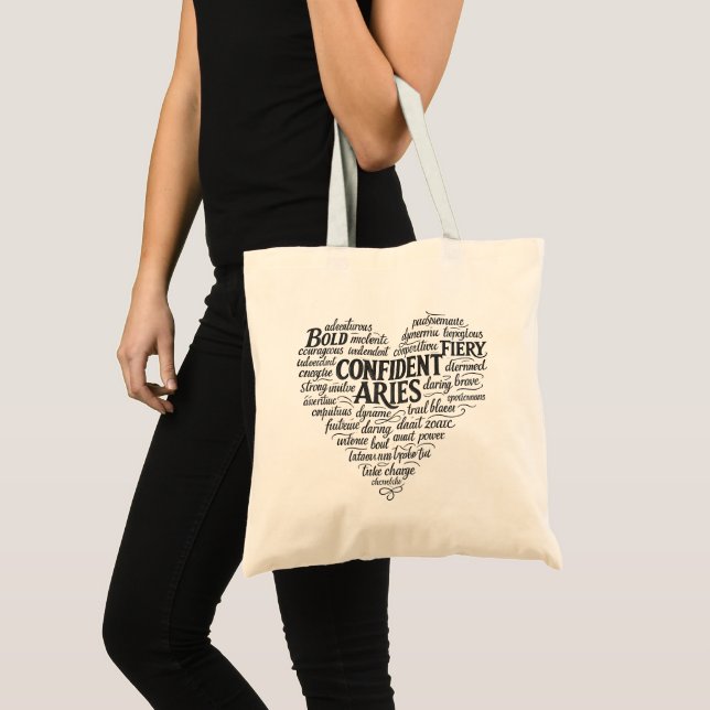 Bolsa Tote do Zodíaco de Áries | Nuvem de Palavras (Frente (produto))