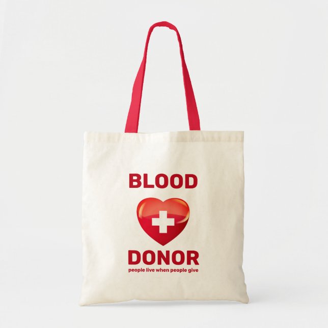 Bolsa Tote Doador de Sangue - Coração w Cruz (Pessoas vivem q (Frente)