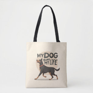 Bolsa Tote Doberman "Meu Cachorro Comanda Minha Vida" Arte Es