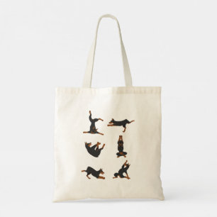Bolsa Tote Doberman Pinscher cão fazendo yoga Tote bag