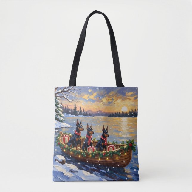 Bolsa Tote Doberman Pinscher Christmas Boat Holiday (Frente)