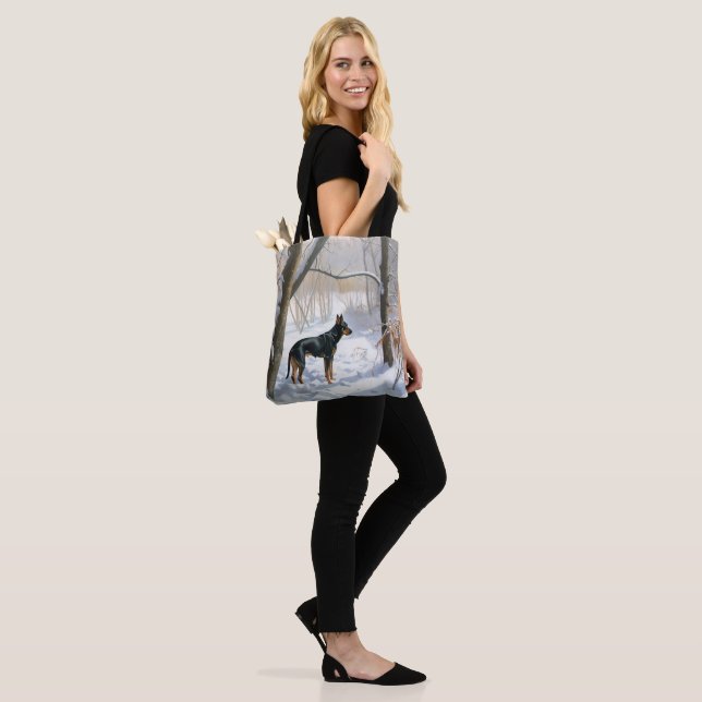 Bolsa Tote Doberman Pinscher Deixe Nevar Natal (No(a) Modelo)