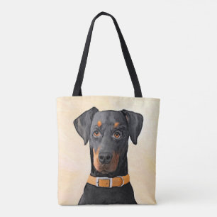 Bolsa Tote Doberman Pinscher Pintura Original Descortada