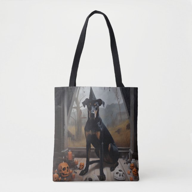 Bolsa Tote Doberman Pumpkins Halloween Scary (Frente)