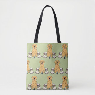 Bolsa Tote Doce Cachorro Golden Retriever Escritor Livros Ama