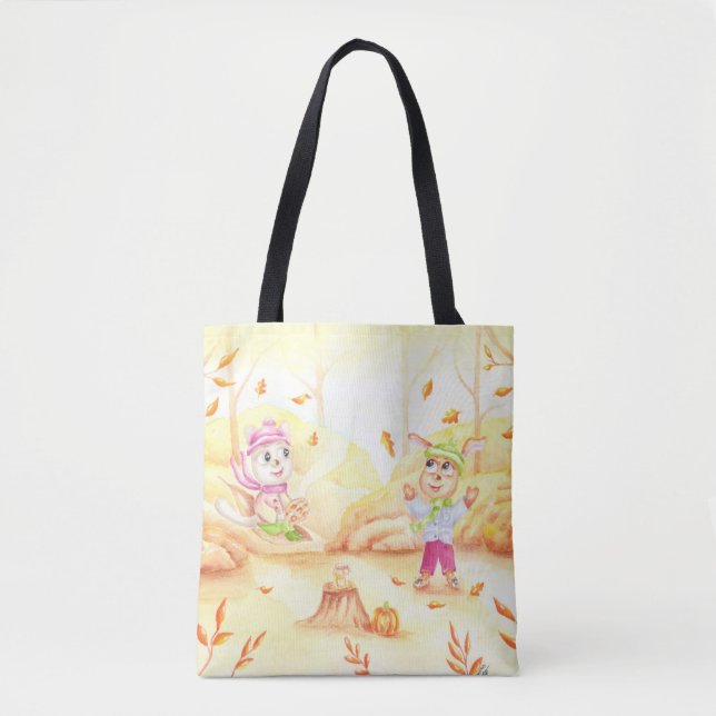 Bolsa Tote Doce caminhada do outono na floresta (Frente)