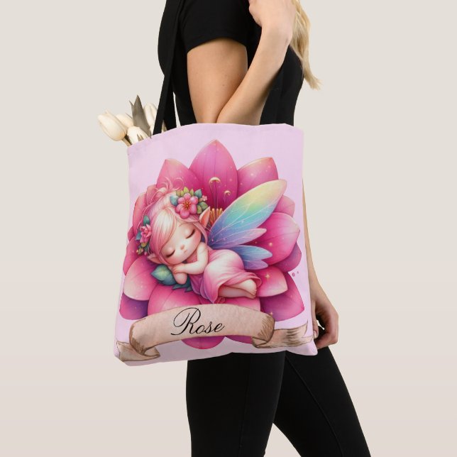 Bolsa Tote Doce Fantasia Floral Sonhos Doces Fada Adormecida (Close Up)
