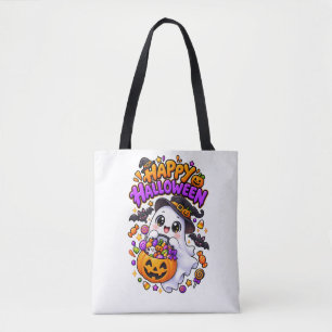 Bolsa Tote Doce Fantasma de Halloween Abóbora Doce
