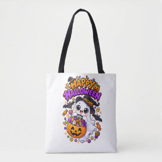 Bolsa Tote Doce Fantasma de Halloween Abóbora Doce