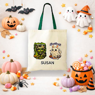 Bolsa Tote Doce Gatinho Franken Verde Kawaii ou Travessura