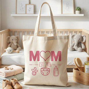 Bolsa Tote Doce Ícones de Bebê Ano de Mãe Rosa Doce
