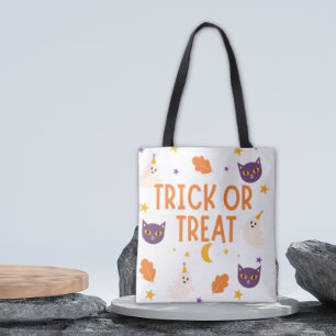 Bolsa Tote Doce ou travessura roxo e laranja 