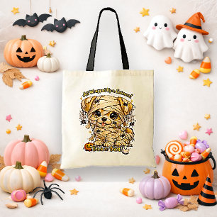 Bolsa Tote Doce Truque ou Travessura de Cachorrinho Múmia Grá