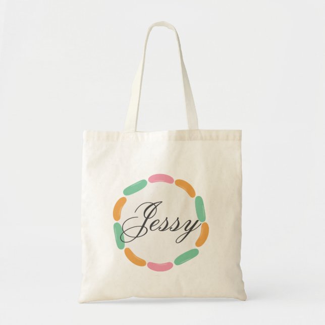 Bolsa Tote Doces de Páscoa Monograma Fofos para Crianças (Frente)