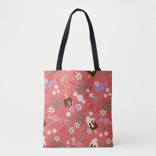 Bolsa Tote Doces e Salgados Padrão Vermelho (Frente)