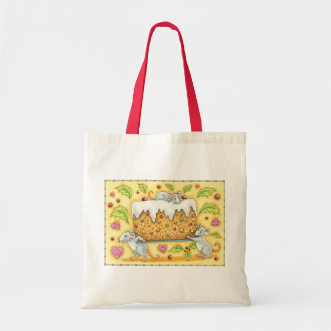 Bolsa Tote Doces Ratos de Natal Carregando uma Sobremesa de B (Frente)