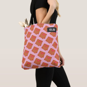 Bolsa Tote Doces Waffles de um waffle iron, suas iniciais Tot