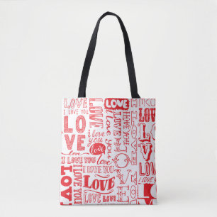 Bolsa Tote Dodles De Amor Desenhados À Mão Em Segundo Plano