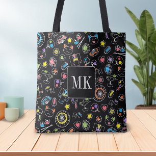 Bolsa Tote Dodles Kawaii Japoneses em Iniciais de Monograma P