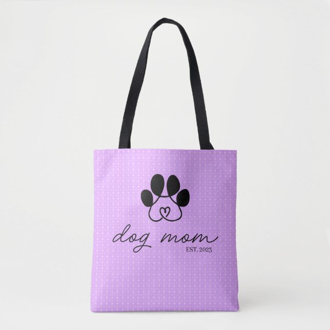 Bolsa Tote  dog mom customizable lilac (Frente)