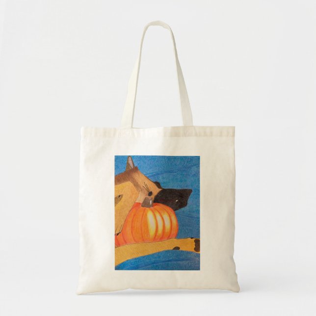 Bolsa Tote Dog paws and pumpkin bag (Frente)