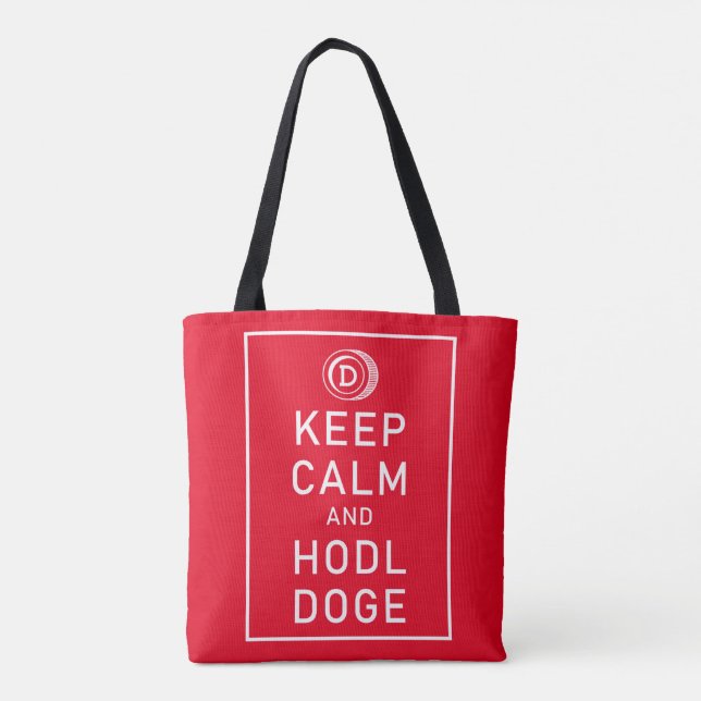 Bolsa Tote Dogecoin Mantenha Calma E Cão De Oco Cripto Engraç (Verso)
