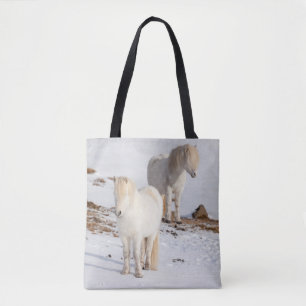 Bolsa Tote Dois Cavalos Islandeses Brancos