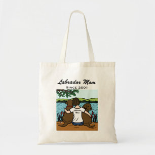 Bolsa Tote Dois chocolate personalizado Labradors e mamã