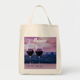 Bolsa Tote Dois copos de vinho tinto no horizonte de Florença
